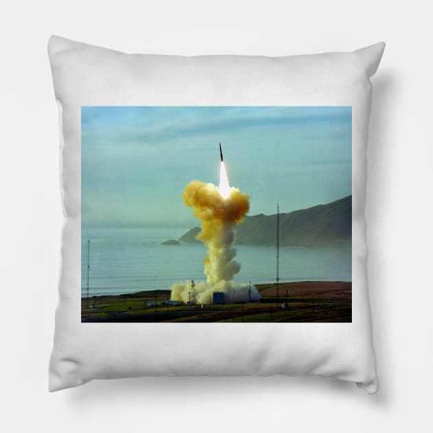Minuteman nuclear missile launch, 1981 (C028/4096) Pillow by SciencePhoto