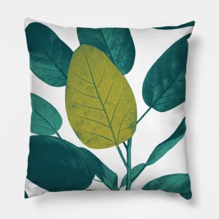 Summer tropical textural leaves print. Vibrant green exotic leaves. Summer leafy composition Pillow