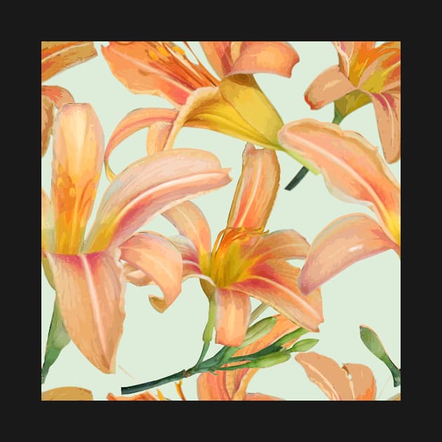 Tiger Lilies on Pale Green by ArtticArlo