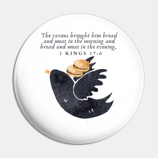 Raven and bread Pin