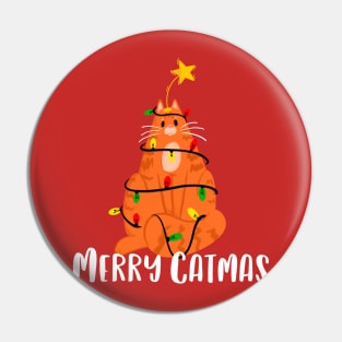 Merry Catmas Ginger Cat Pin