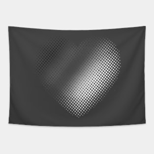 Linear Gradient on Halftone Heart (Gray) NOIR Tapestry