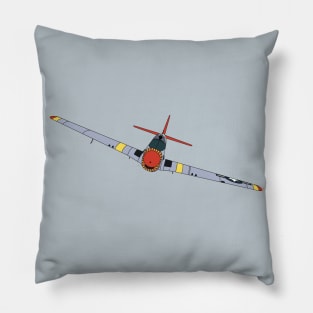 P-51 Mustang Aircraft Illustration Pillow