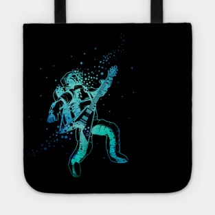 Astronaut Playing Guitar - Space Rock in Blue Tote