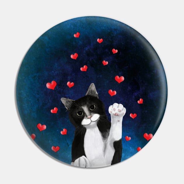 Loving Tuxedo Cat Pin by 2HivelysArt