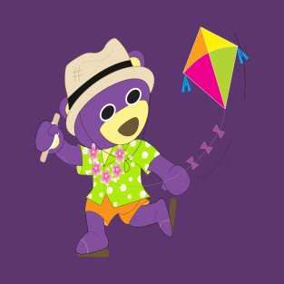 Mr.Purple bear in Hawaii shirt play the kite T-Shirt