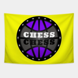 Chess Logo in Black, White and Purple Tapestry