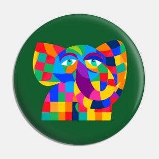 Little Elephant - Colorful Geometric Cute Animal Design Pin