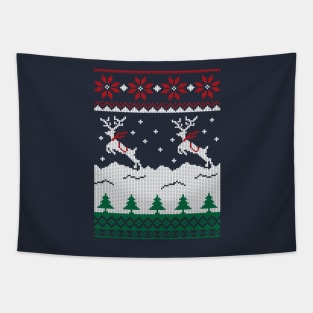Jumping Deer Christmas Ugly Tapestry