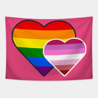 Lipstick Lesbian Double Heart Tapestry