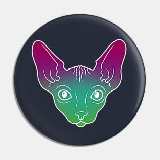 Purple-Green Sphynx Cat T-Shirt Pin