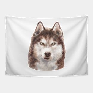 Siberian Husky Watercolor Art Tapestry