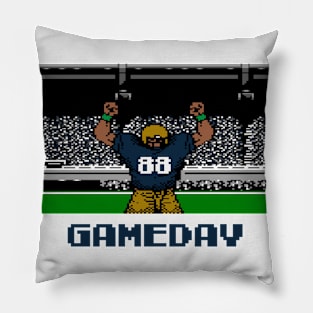 Blue and Gold Football Gameday Retro 8 Bit Linebacker Pillow