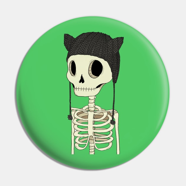 Skeleton Kitty Pin by agrapedesign