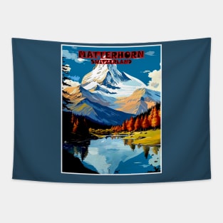 Matterhorn Mountain Switzerland Travel and Tourism Advertising Print Tapestry