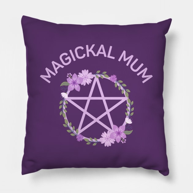 Magickal Mum Purple Lilac Floral Pentacle Cheeky Witch® Pillow by Cheeky Witch