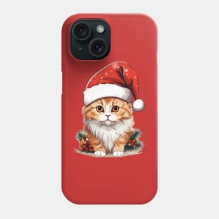 Orange Cat Wearing Santa Claus Christmas Hat Phone Case