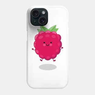 Cute happy jumping red raspberry cartoon illustration Phone Case