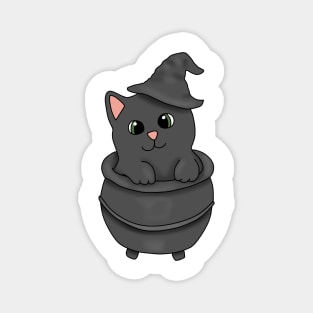 Black Cat in a cauldron Magnet