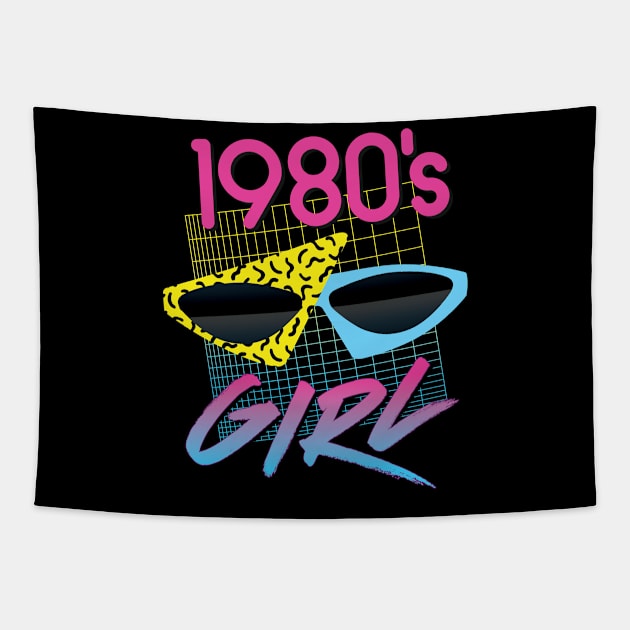 1980s Girl - Retro Memphis Sunglasses Tapestry by andzoo