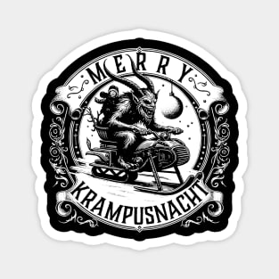 Merry Krampusnacht Krampus on a Snowmobile Magnet