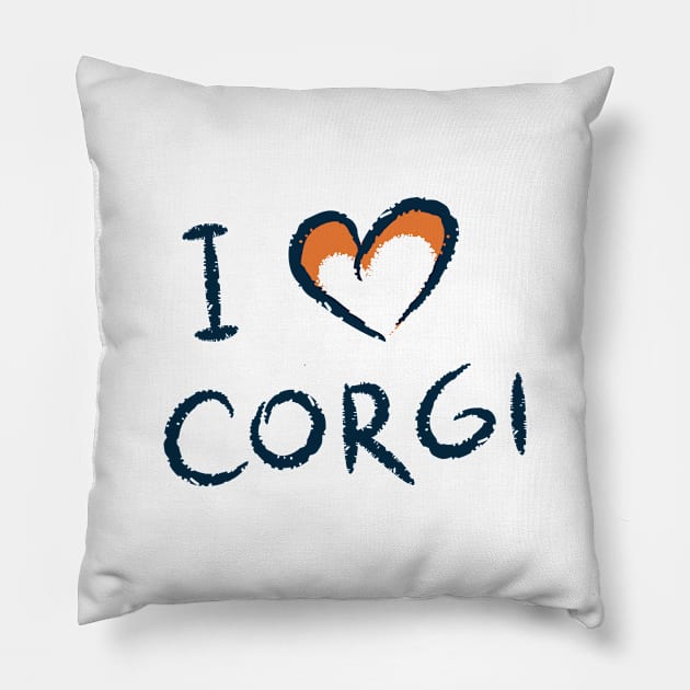 I Love Corgi Pillow by RainbowAndJackson