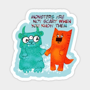 Monster and cat friends Magnet