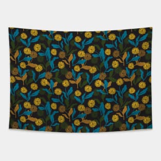 Dandelion floral pattern black ver Tapestry