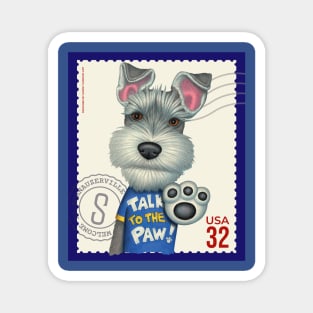 Cute Schnauzer Dog with talk to the paw Magnet