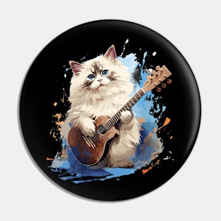 Ragdoll Cat Playing Guitar Pin