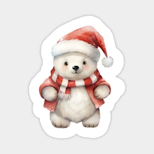 Polar Bear in Santa Hat Magnet