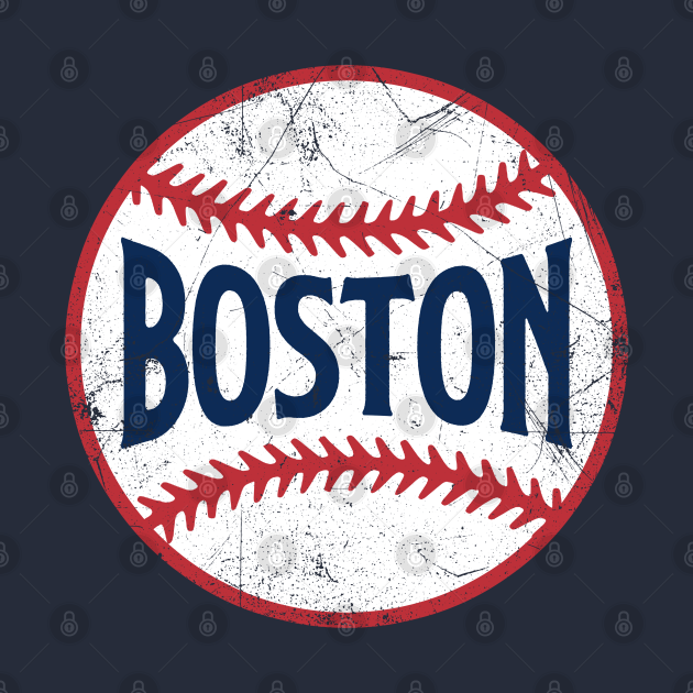 Discover Boston Retro Baseball - Navy - Boston - T-Shirt