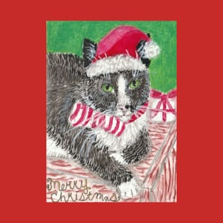 Tuxedo cat with Santa hat T-Shirt