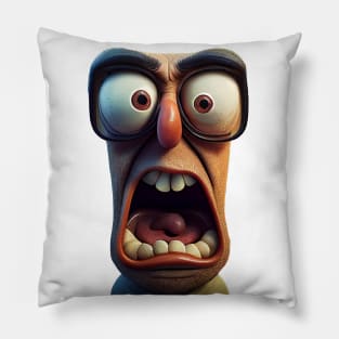 Screaming Man with big Eyes Pillow