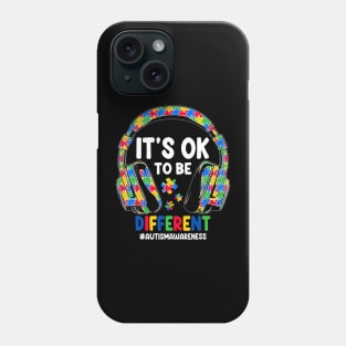 Autism Awareness Headphones It'S Ok To Be Different Kids Phone Case