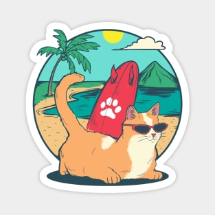 The Cat on the Beach Magnet