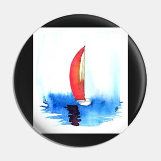 Red sail on a smooth sea Pin