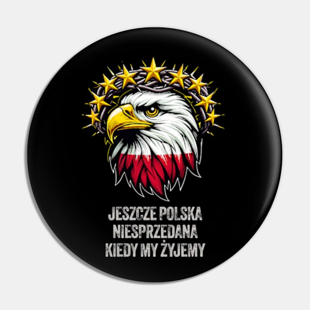 Patriotic Polish Pride Eagle Crown of Stars Artwork Pin by KontrAwersPL