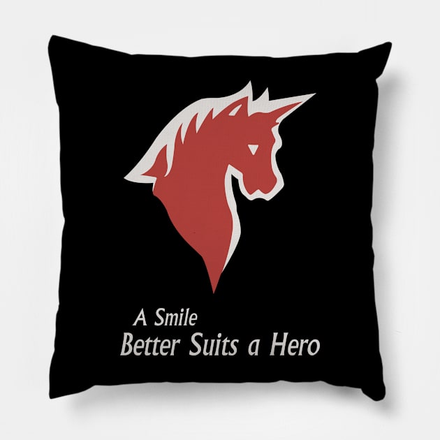 A Smile Better Suits a Hero Pillow by Rikudou