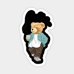 teddy bear holding a cup of coffee Magnet