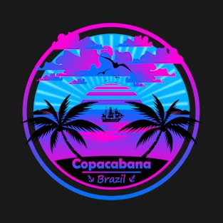 Copacabana Beach Brazil, Palm Trees Sunset Summer T-Shirt