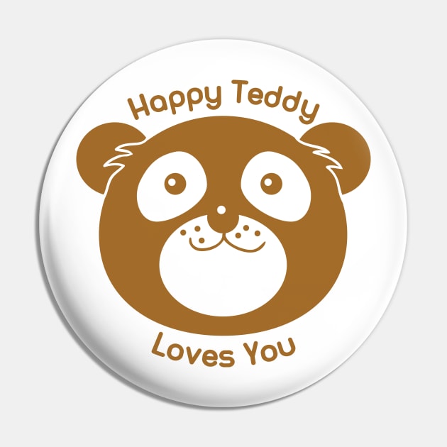 Happy Teddy Loves You Pin by kimmieshops