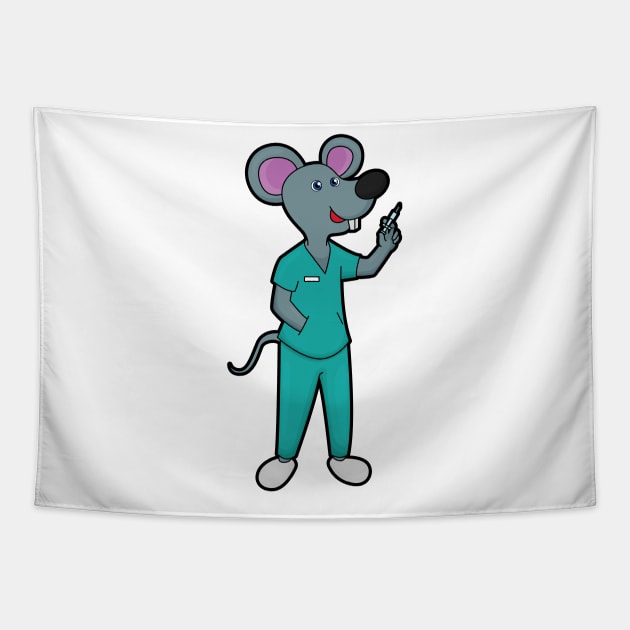 Mouse as Nurse at Vaccination with Syringe Tapestry by Markus Schnabel