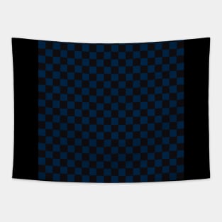 Wonky Checkerboard, Black and Blue Tapestry