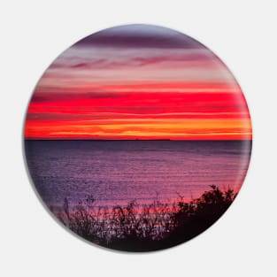Colorful Sunset on a Maritime Sea Coast Retro Vibes Pin