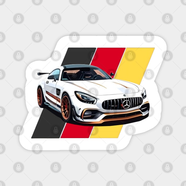 Mercedes amg with germany flag victor art Magnet by Auto-apparel