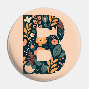 Whimsical Floral Letter B Pin