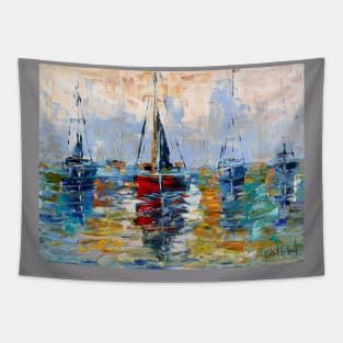 Harbor Boats Tapestry