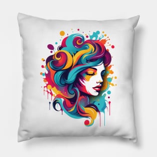 COLORFUL CANVAS OF A WOMAN, LEONA Pillow