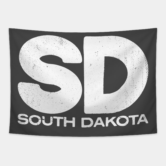 SD South Dakota Vintage State Typography Tapestry by Commykaze